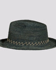 Sicily | Womens Crocheted Raffia Straw Fedora Hat with Stitching