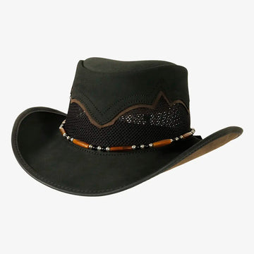 Sierra | Womens Black & Espresso Leather Cowgirl Hat