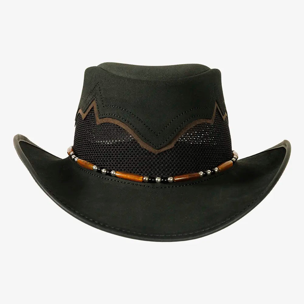 Sierra | Womens Black & Espresso Leather Cowgirl Hat – American