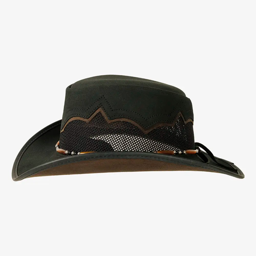 Sierra | Womens Black & Espresso Leather Cowgirl Hat – American