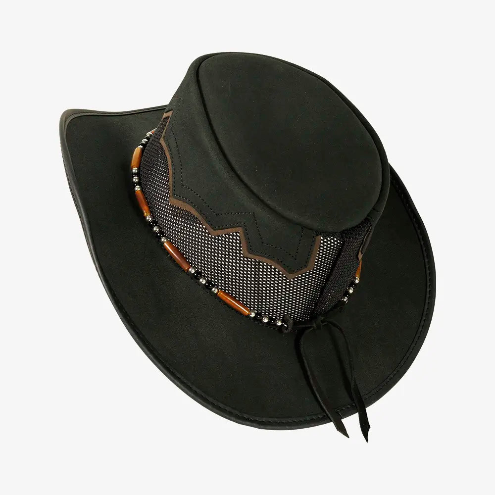 Sierra | Womens Black & Espresso Leather Cowgirl Hat