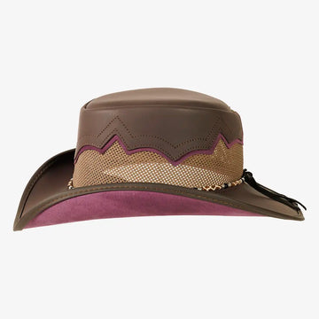 Sierra | Mens Brownie & Amethyst Leather Cowboy Hat