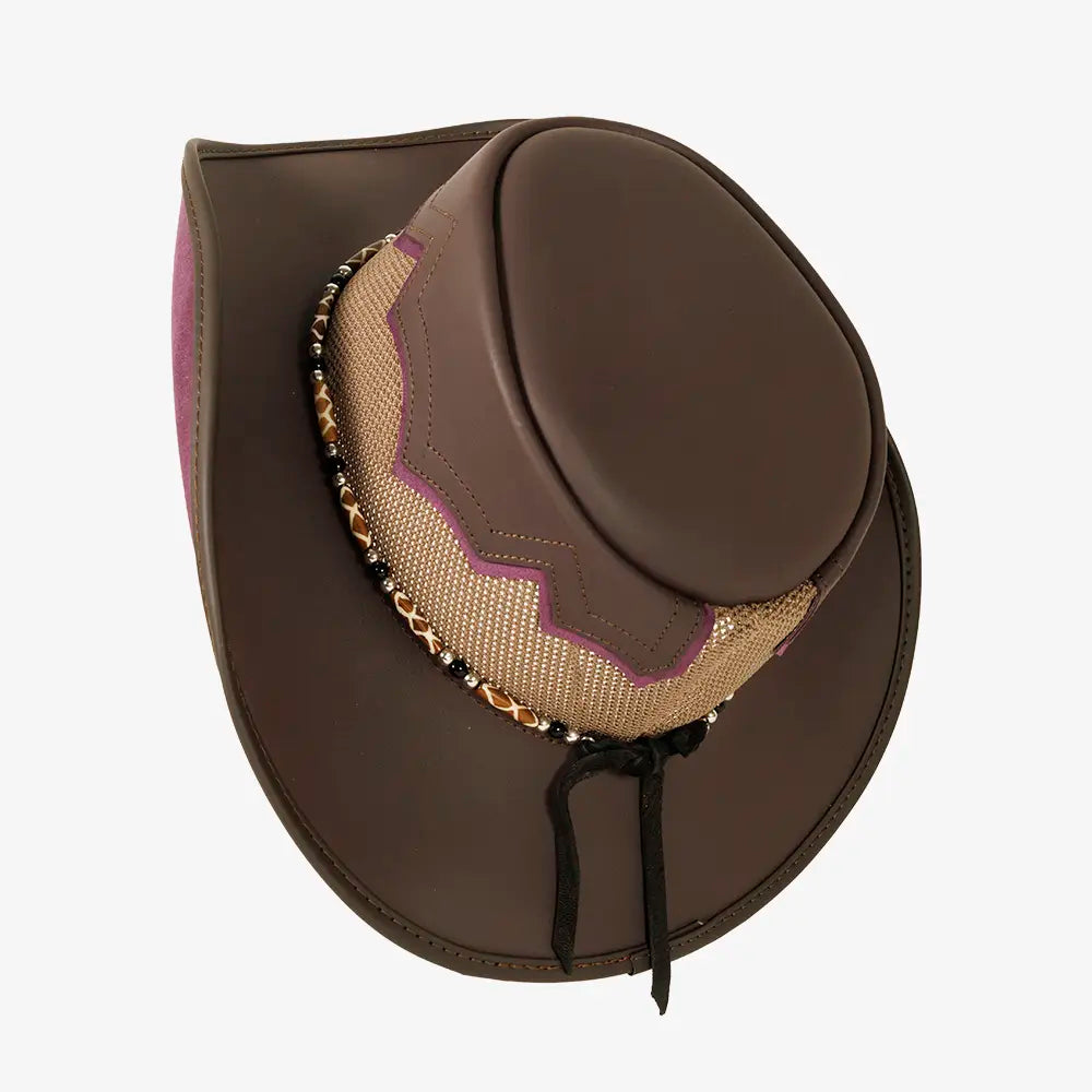Sierra | Womens Brownie & Amethyst Leather Cowgirl Hat