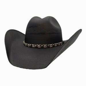 Silas | Mens Black Bangora Straw Cattleman Crown Cowboy Hat