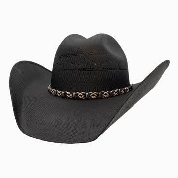 Silas | Mens Black Bangora Straw Cattleman Crown Cowboy Hat