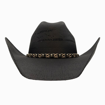Silas | Mens Black Bangora Straw Cattleman Crown Cowboy Hat