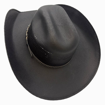 Silas | Mens Black Bangora Straw Cattleman Crown Cowboy Hat