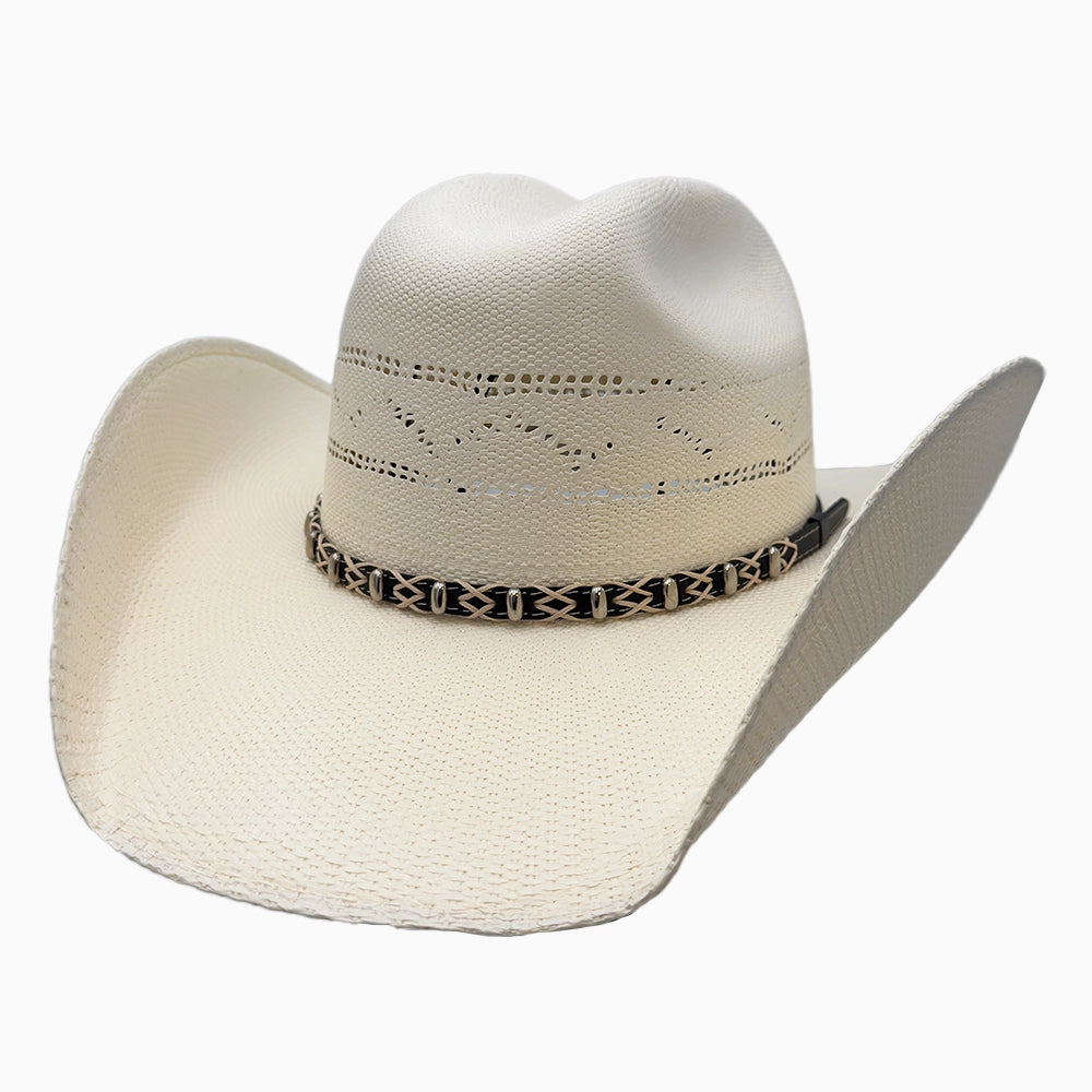 Silas | Mens Cream Bangora Straw Cattleman Crown Cowboy Hat