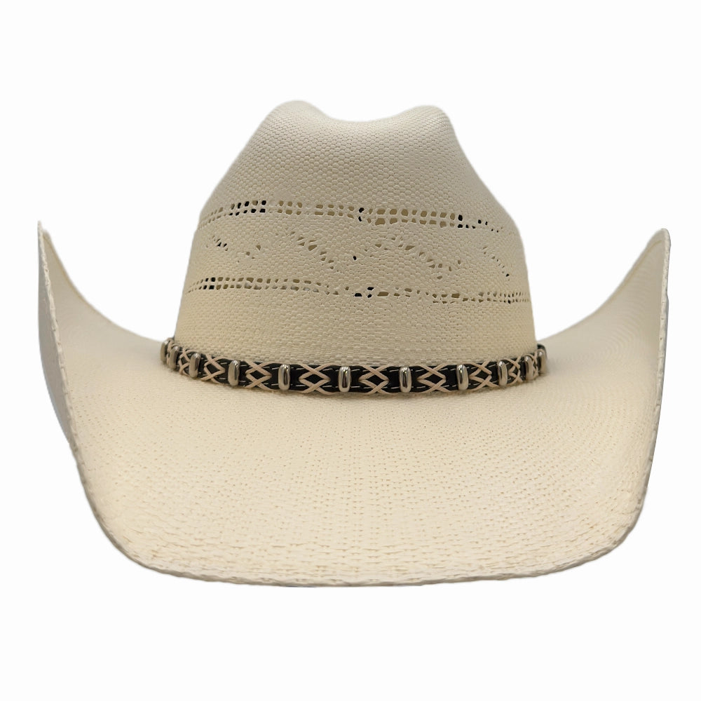 Silas | Mens Cream Bangora Straw Cattleman Crown Cowboy Hat
