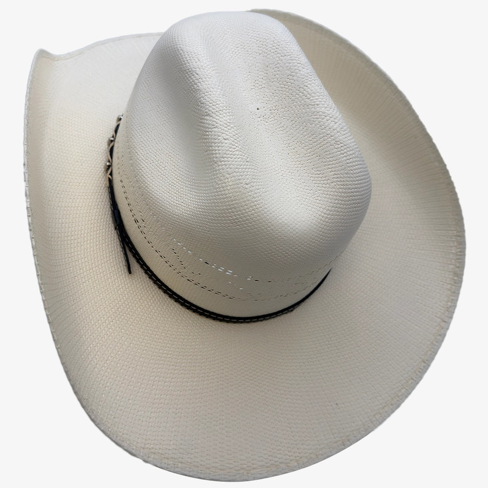 Silas | Mens Cream Bangora Straw Cattleman Crown Cowboy Hat
