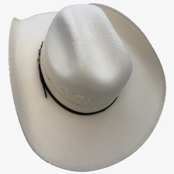Silas | Mens Cream Bangora Straw Cattleman Crown Cowboy Hat