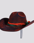 Skylar | Womens Wool Felt Distressed Cowgirl Hat with Gauze Trim