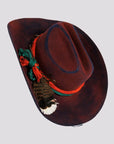 Skylar | Womens Wool Felt Distressed Cowgirl Hat with Gauze Trim