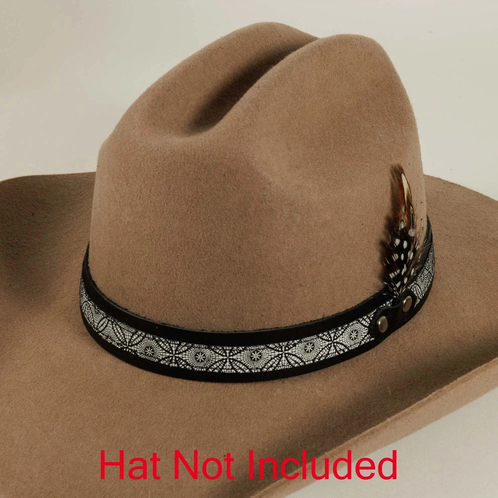 Steel Bead & Leather Cowboy Hat Band Black