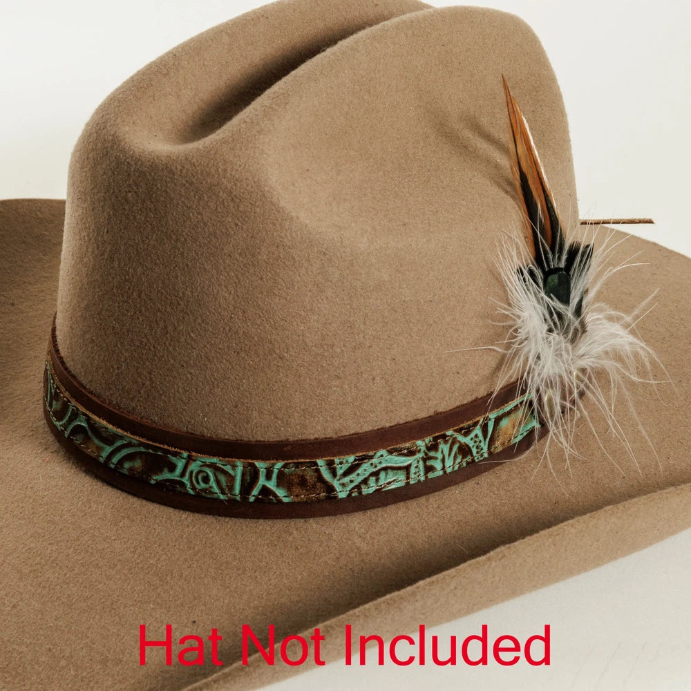skylark green leather hat band