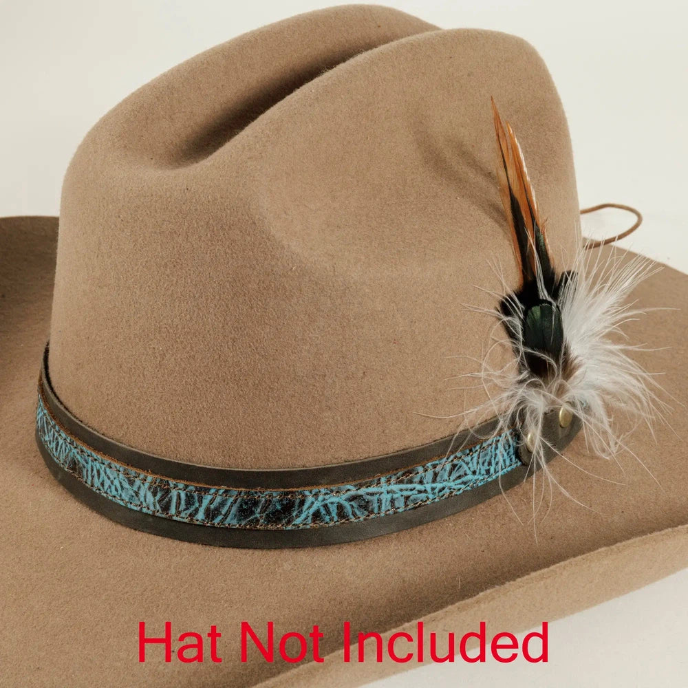 skylark teal leather hat band