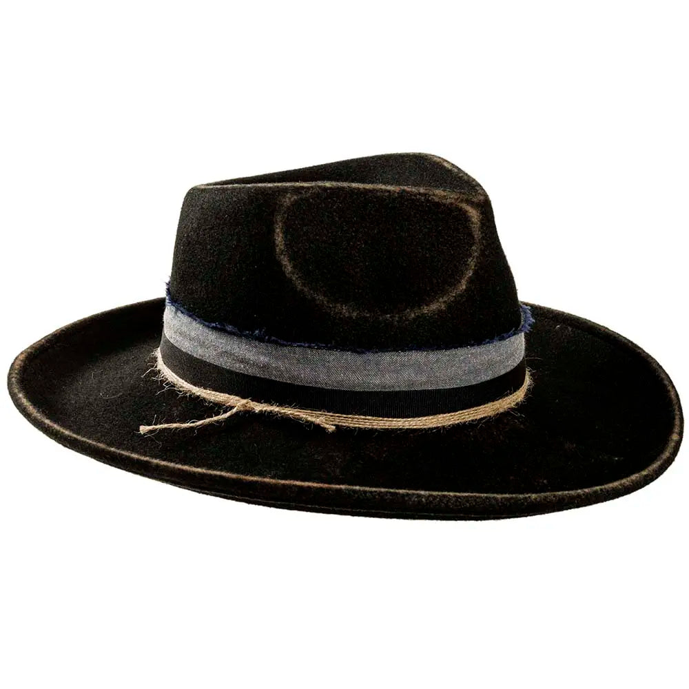 Small Town | Mens Black Wide Brim Felt Fedora Hat