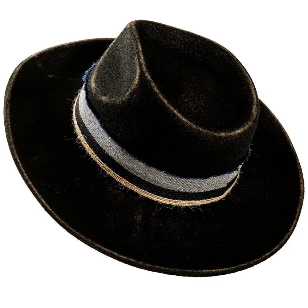 Small Town | Mens Black Wide Brim Felt Fedora Hat