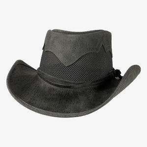 Stampede | Mens Asphalt Cowhide Leather Cowboy Hat with Mesh Sides