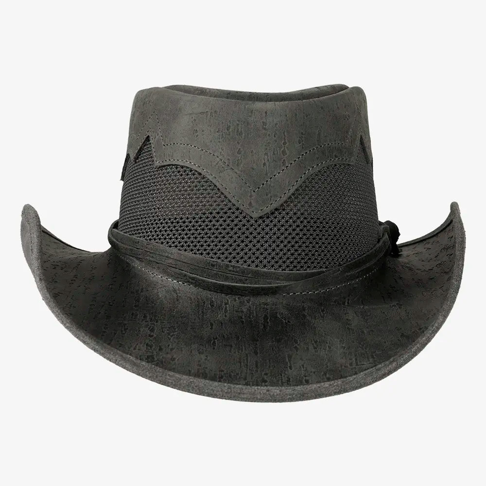 Stampede | Mens Asphalt Cowhide Leather Cowboy Hat with Mesh Sides