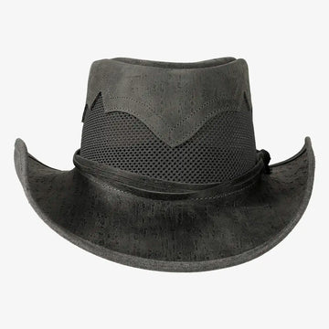 Stampede | Mens Asphalt Cowhide Leather Cowboy Hat with Mesh Sides