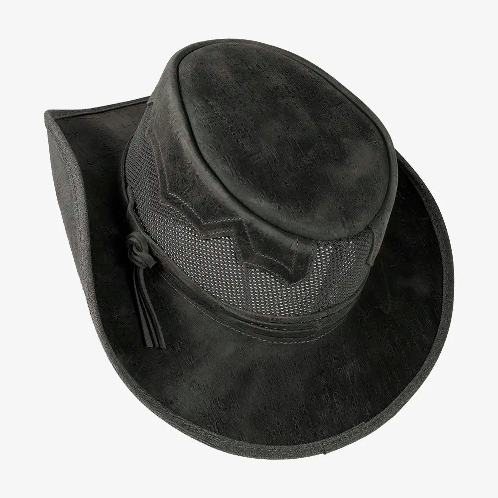 Stampede | Mens Asphalt Cowhide Leather Cowboy Hat with Mesh Sides