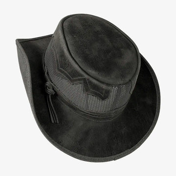 Stampede | Mens Asphalt Cowhide Leather Cowboy Hat with Mesh Sides