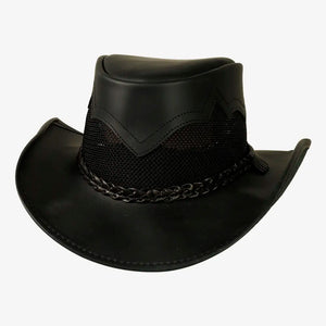 Stampede | Womens Blackstone Cowhide Leather Cowgirl Hat with Mesh Sides