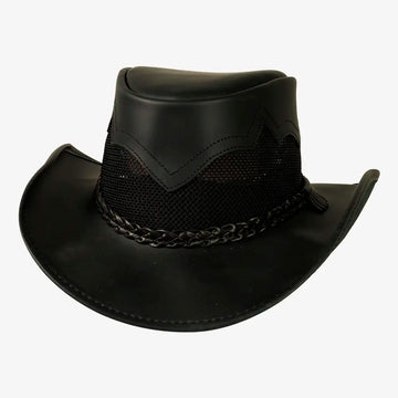 Stampede | Womens Blackstone Cowhide Leather Cowgirl Hat with Mesh Sides