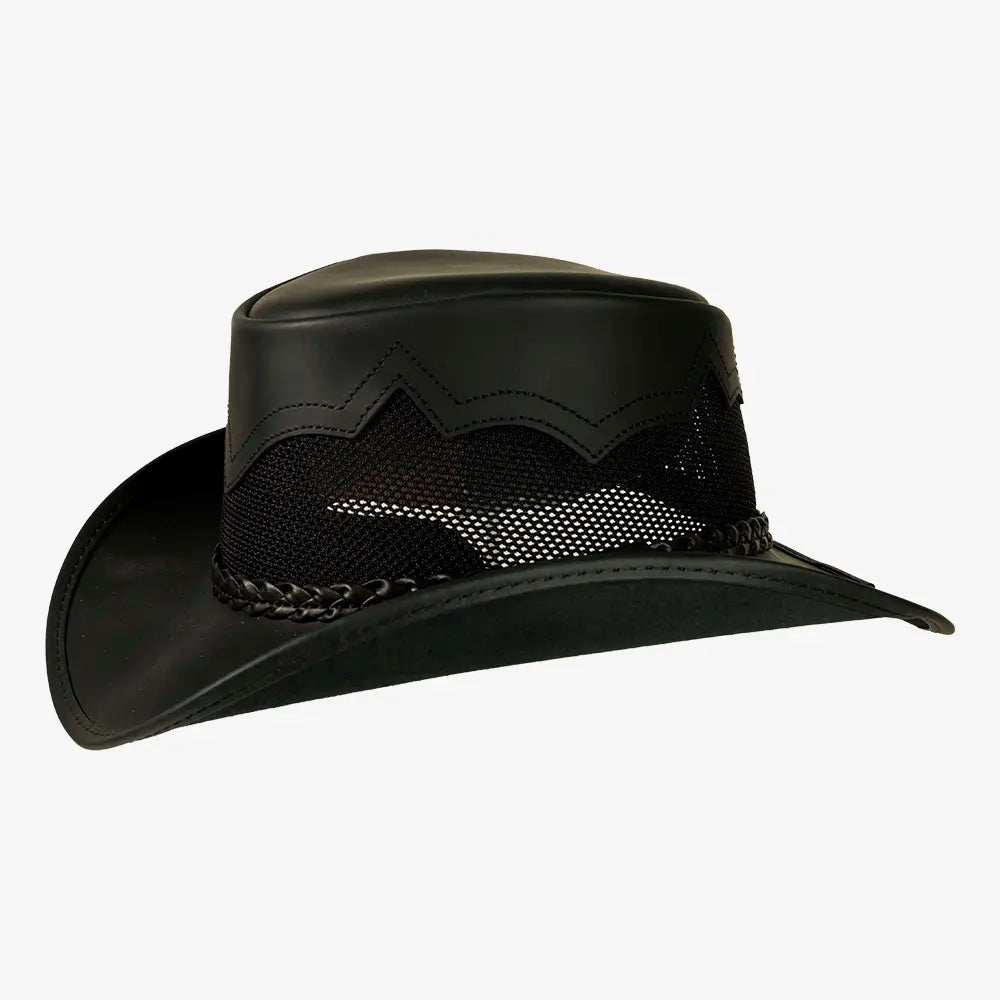 Stampede | Womens Blackstone Cowhide Leather Cowgirl Hat with Mesh Sides