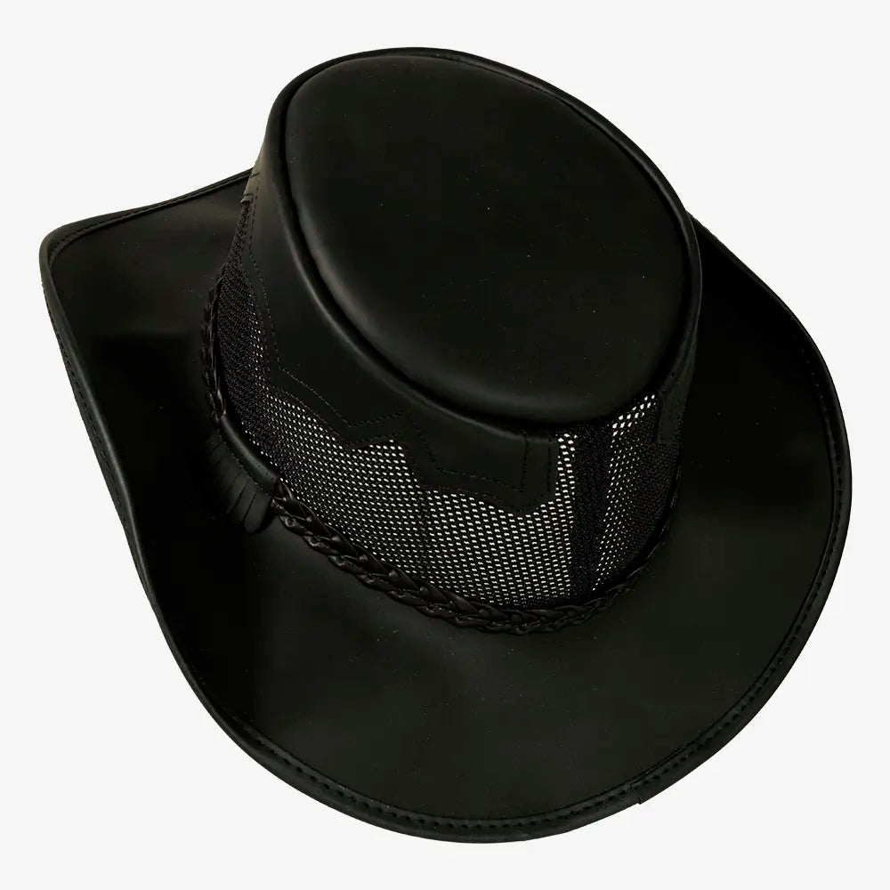 Stampede | Womens Blackstone Cowhide Leather Cowgirl Hat with Mesh Sides