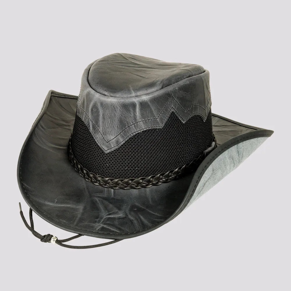 Stampede | Mens Cowhide Leather Cowboy Hat with Mesh Sides – American ...