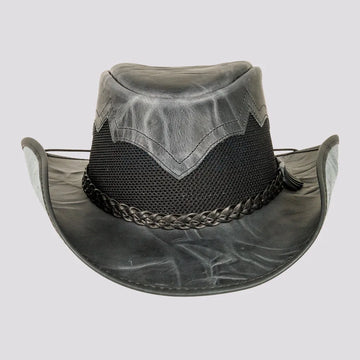 Stampede | Womens Onyx Crunch Cowhide Leather Cowgirl Hat with Mesh Sides