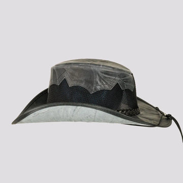 Stampede | Womens Onyx Crunch Cowhide Leather Cowgirl Hat with Mesh Sides