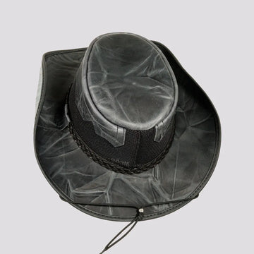 Stampede | Womens Onyx Crunch Cowhide Leather Cowgirl Hat with Mesh Sides