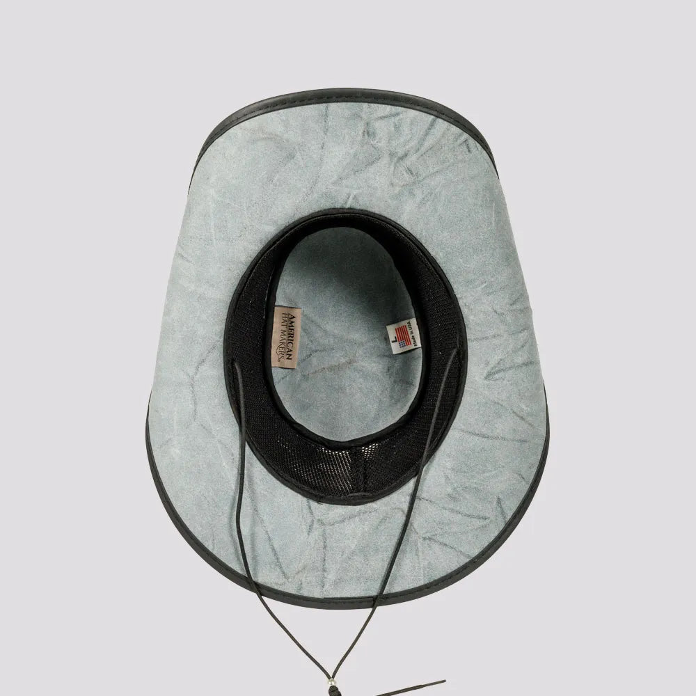 Stampede | Womens Onyx Crunch Cowhide Leather Cowgirl Hat with Mesh Sides
