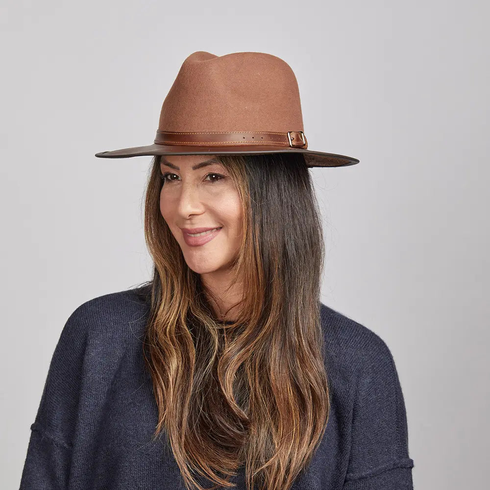 Summit | Womens Felt Leather Fedora Hat