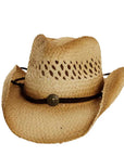 Sundance Natural Straw Cowboy Hat Front Angled View