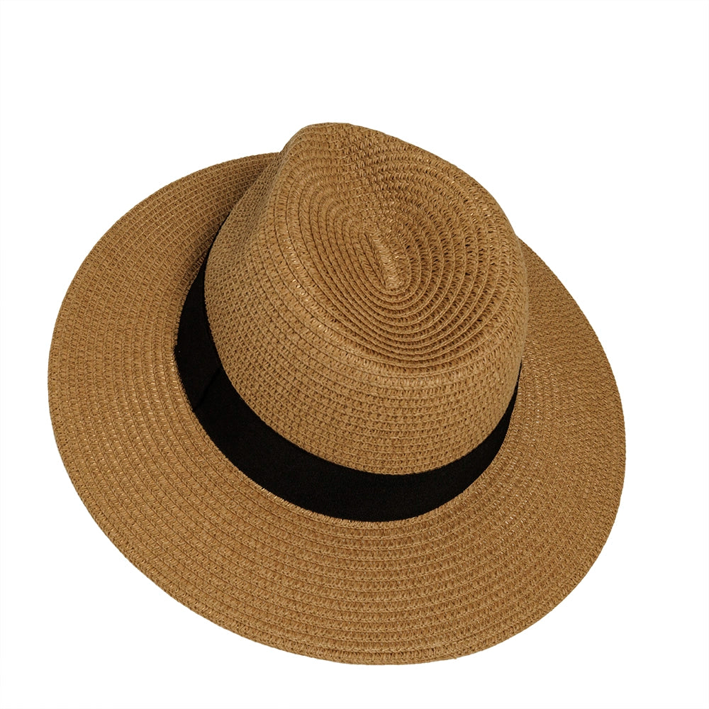 A top view of a Sunday Beige Straw Sun Hat