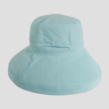 Sunny | Womens Aqua Cotton Wide Brim Sun Bucket Hat