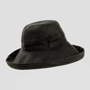 Sunny | Womens Black Cotton Wide Brim Sun Bucket Hat