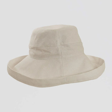 Sunny | Womens White Cotton Wide Brim Sun Bucket Hat