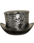 Trapped | Mens Leather Top Hat with Brick and Skull Artwork