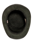 trapped black leather top hat inner view