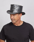 Trapped | Mens Leather Top Hat with Brick and Skull Artwork