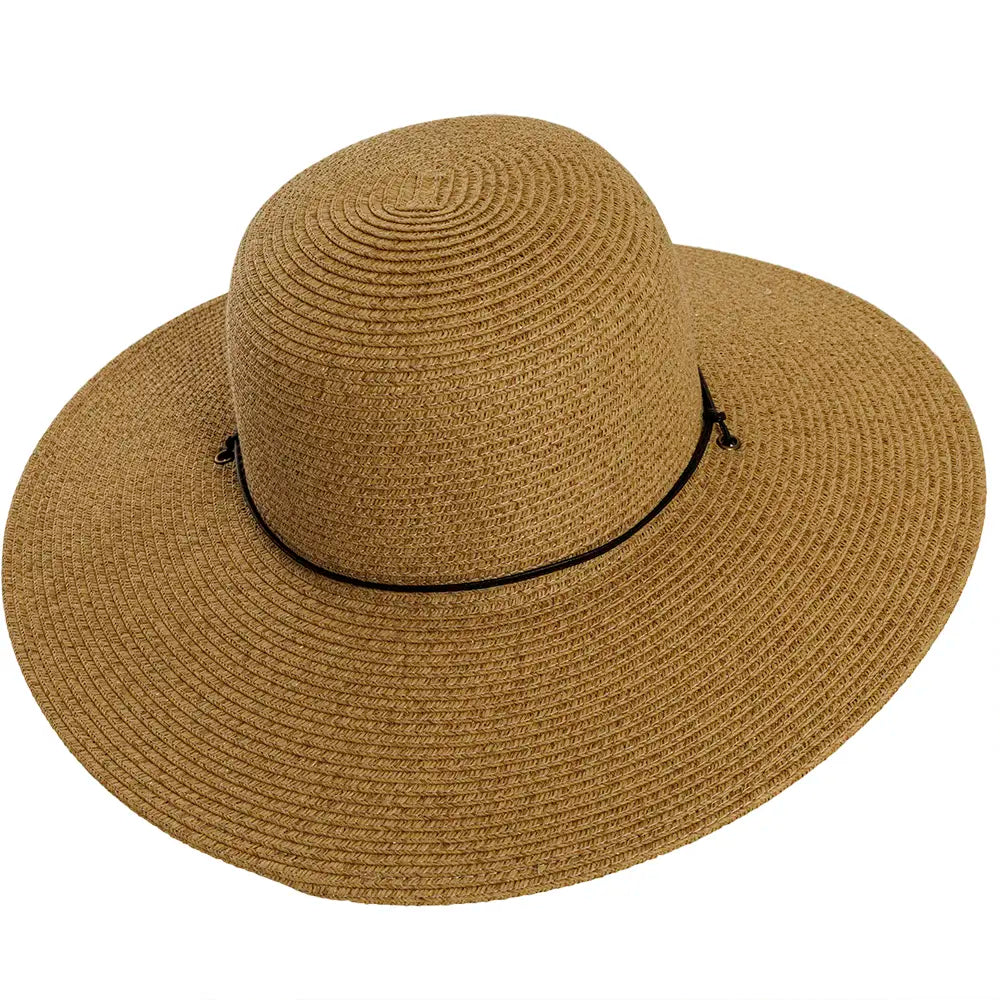 Trevi Toast Straw Sun Hat Top Angled View