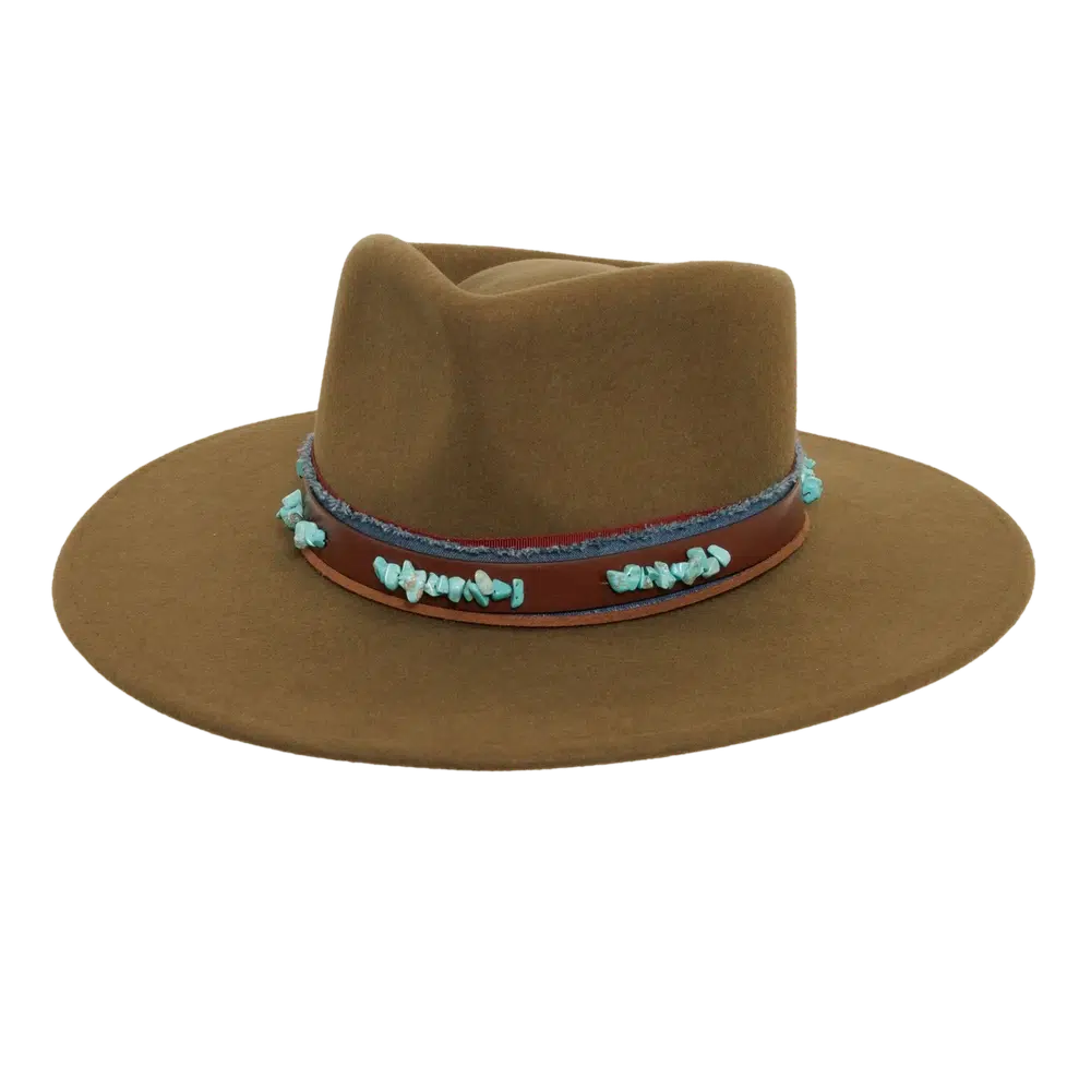 trooper olive fedora hat angled right view