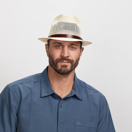 FRYE Tracy Trilby Fedora-ivory straw w/tonal grosgrain band/ Adjustable - NWT Tuscany | Mens Fedora Firm Straw Trilby Hat – American Hat  main image 3
