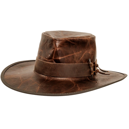 Unforgiven | Mens Brown Wide Brim Bison Leather Outback Hat