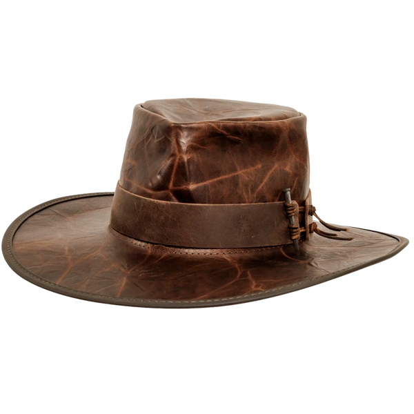 Unforgiven | Mens Wide Brim Bison Leather Outback Hat – American